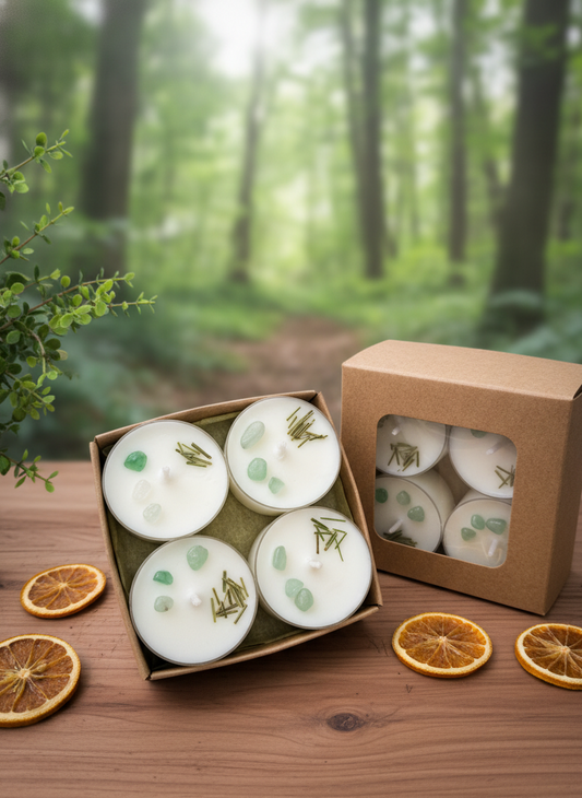 Vela de té Verdant soja 100% ECO pack de 8 (Fluorita verde + bergamota y cedro)