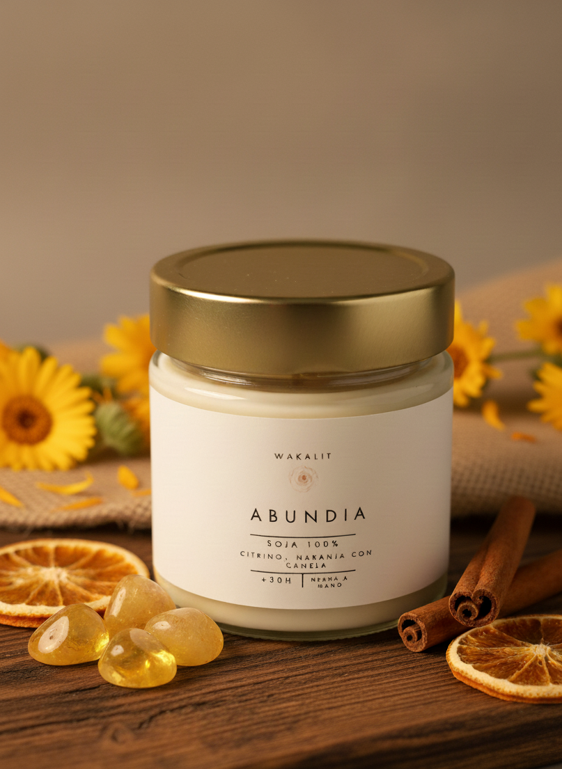 Vela Abundia Soja 100% ECO (Citrino + naranja con canela)