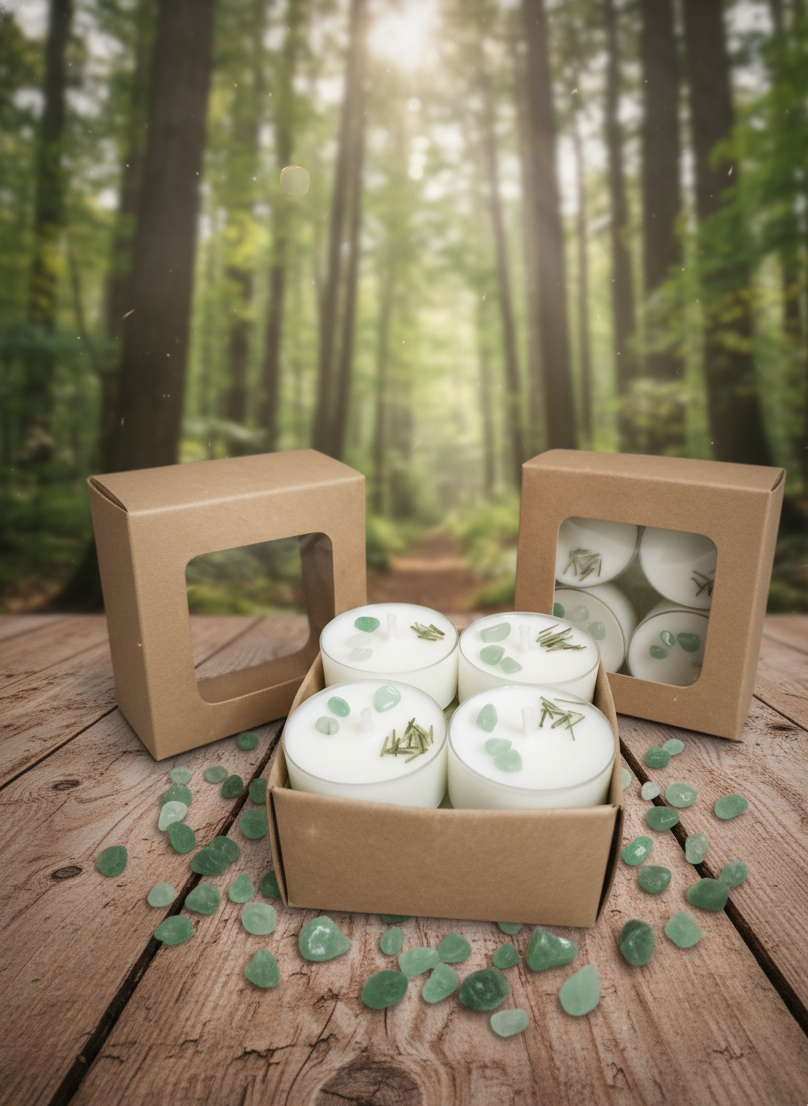 Vela de té Verdant soja 100% ECO pack de 8 (Fluorita verde + bergamota y cedro)