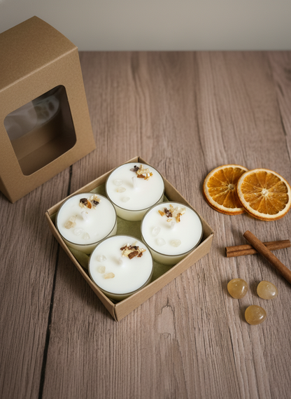 Vela de té Abundia soja 100% eco pack de 8 (citrino + naranja y canela)