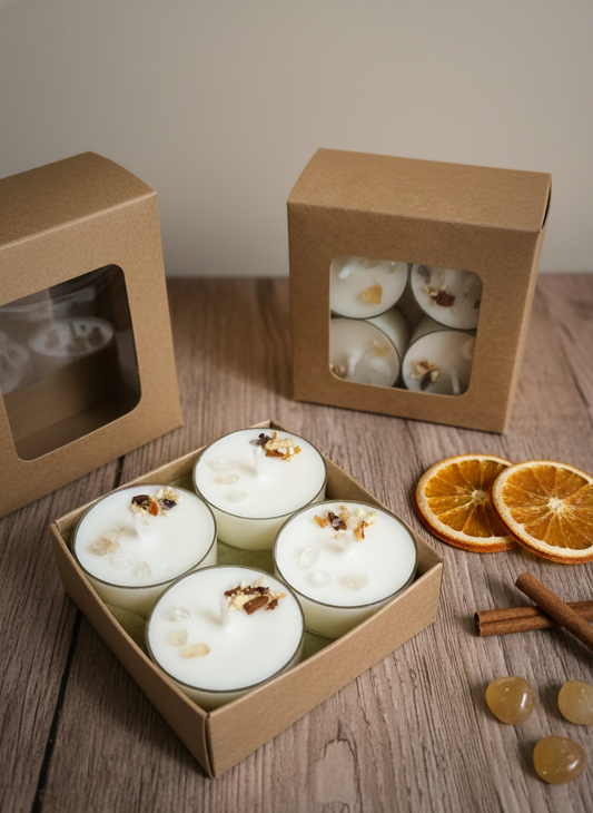 Vela de té Abundia soja 100% eco pack de 8 (citrino + naranja y canela)