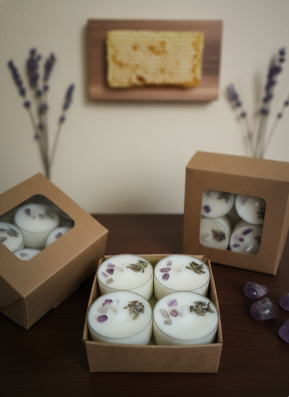 Vela de té Somnia soja 100% ECO pack de 8 (amatista + lavanda y miel)