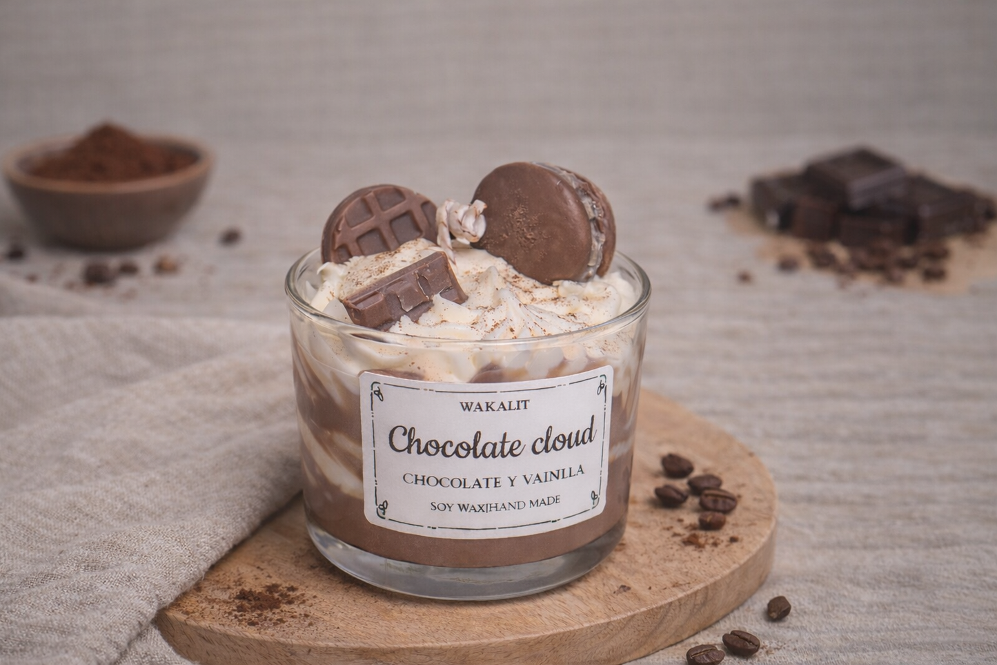 Vela chantilly chocolate y vainilla- Chocolate cloud